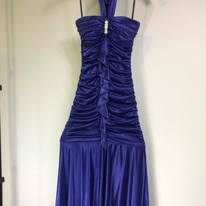 Tie halter floor-length gown